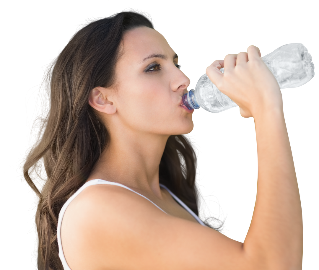 Hydrating Woman Drinking Water from Transparent Bottle - Download Free Stock Images Pikwizard.com