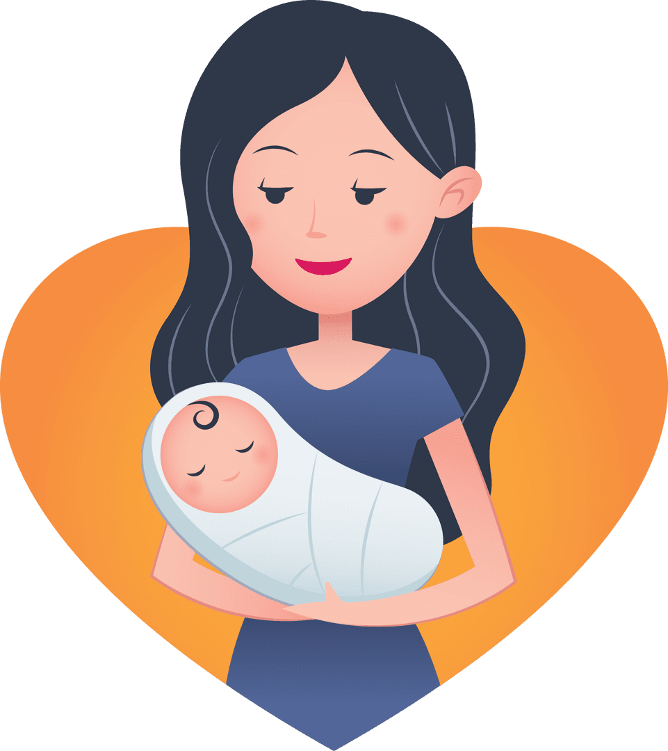 Mother Holding Baby on Transparent Background for Family Designs