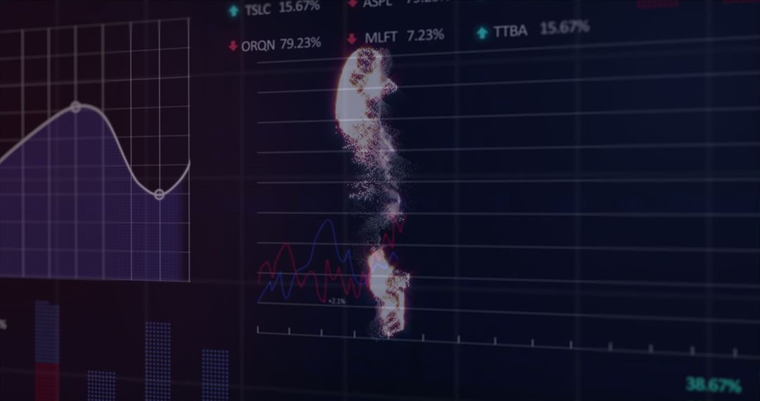 Digital Rouble Symbol with Financial Data Visualizations
