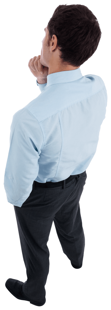 Transparent View of Thoughtful Businessman with Rugged Charm