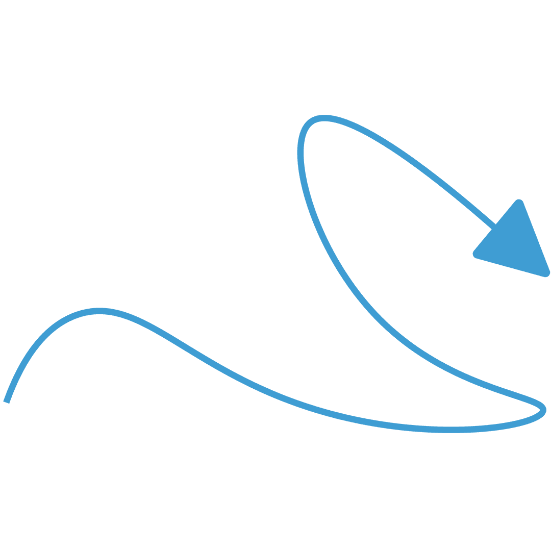 Curving Blue Direction Arrow on Transparent Background