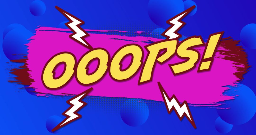 Colorful Comic-Style Oops Text with Lightning Bolts