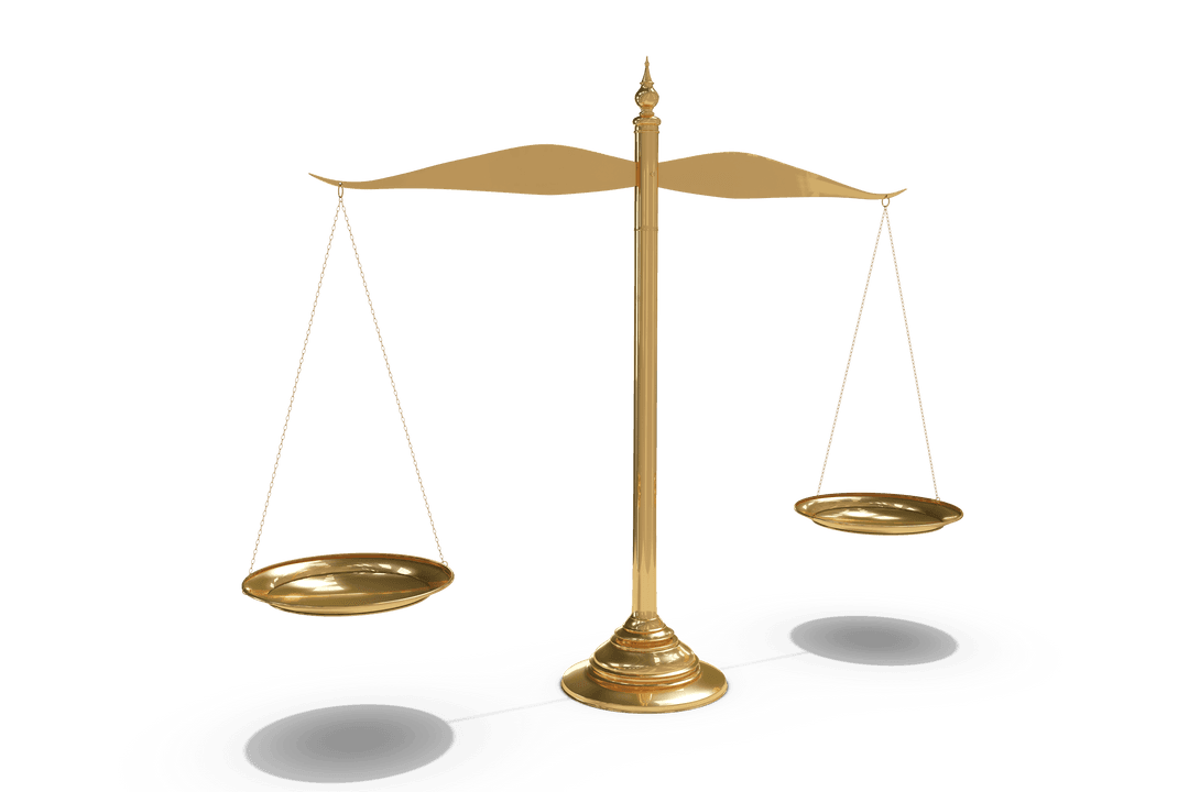 Transparent Gold Scales of Justice Symbol of Balance