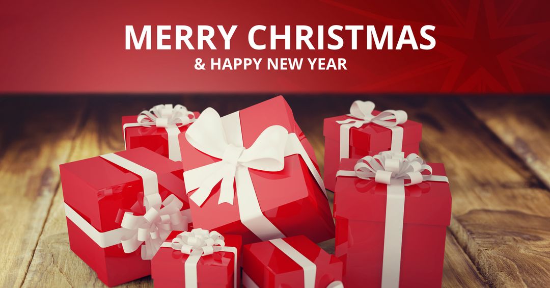 Bright Red Presents for Merry Christmas Greetings