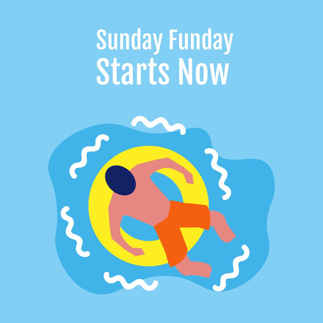 Cheerful Summer Sunday Funday Announcement with Pool Floats