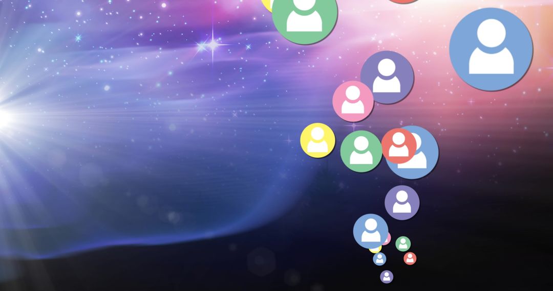 Social Media Icons Floating in Space Galaxy