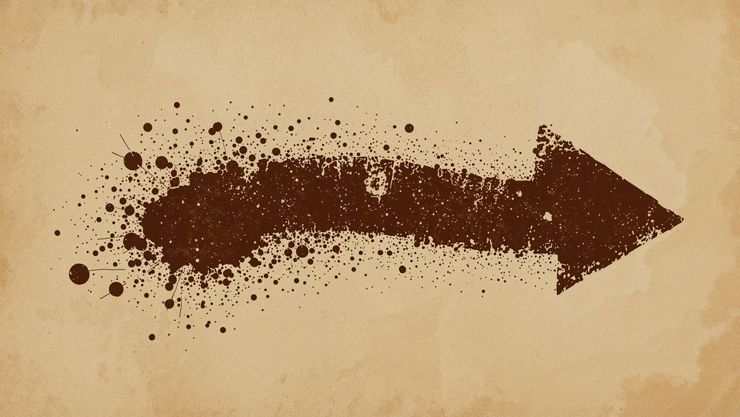 Grunge paint splatter curved arrow pointing right