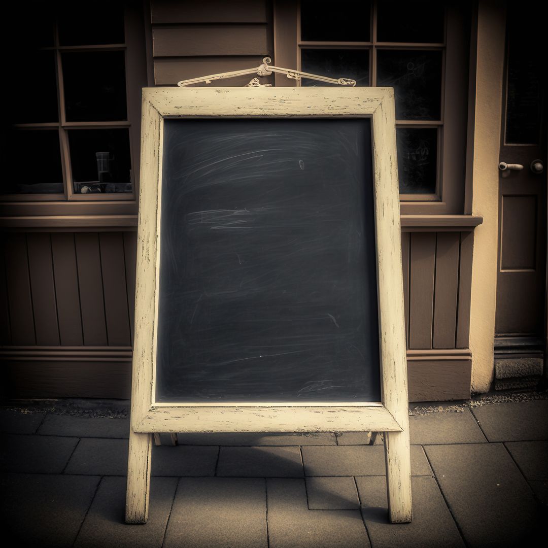 Image of wooden chalkboard outside store with copy space, created using generative ai technology - Free Images, Stock Photos and Pictures on Pikwizard.com