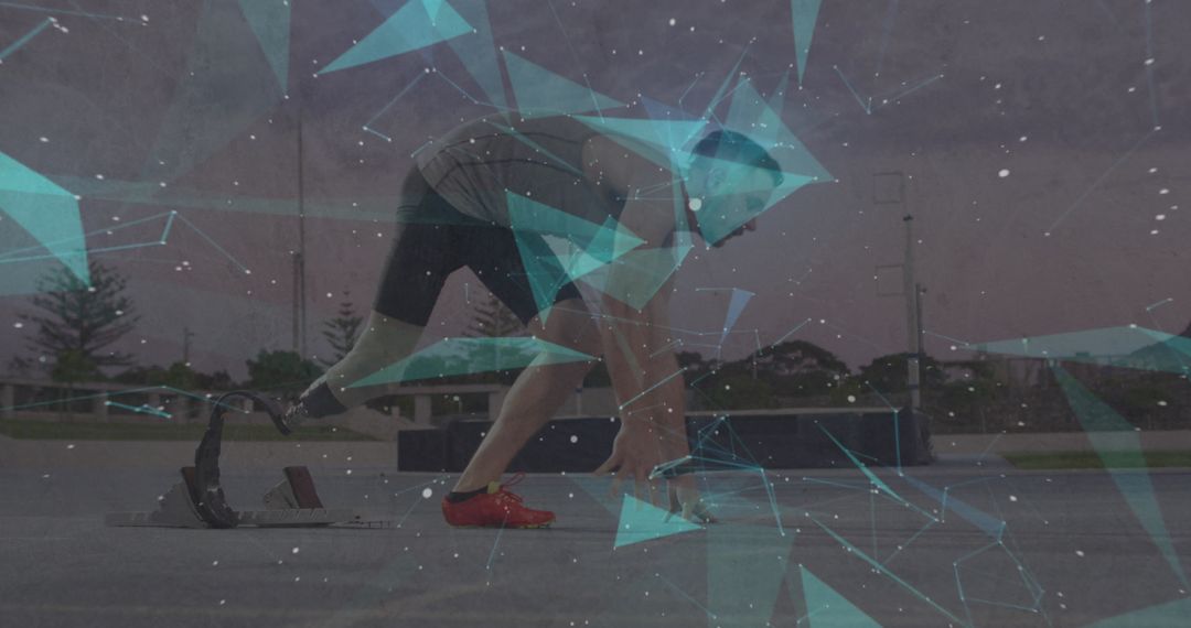 Paralympic Sprinter in Geometric Abstract Overlay