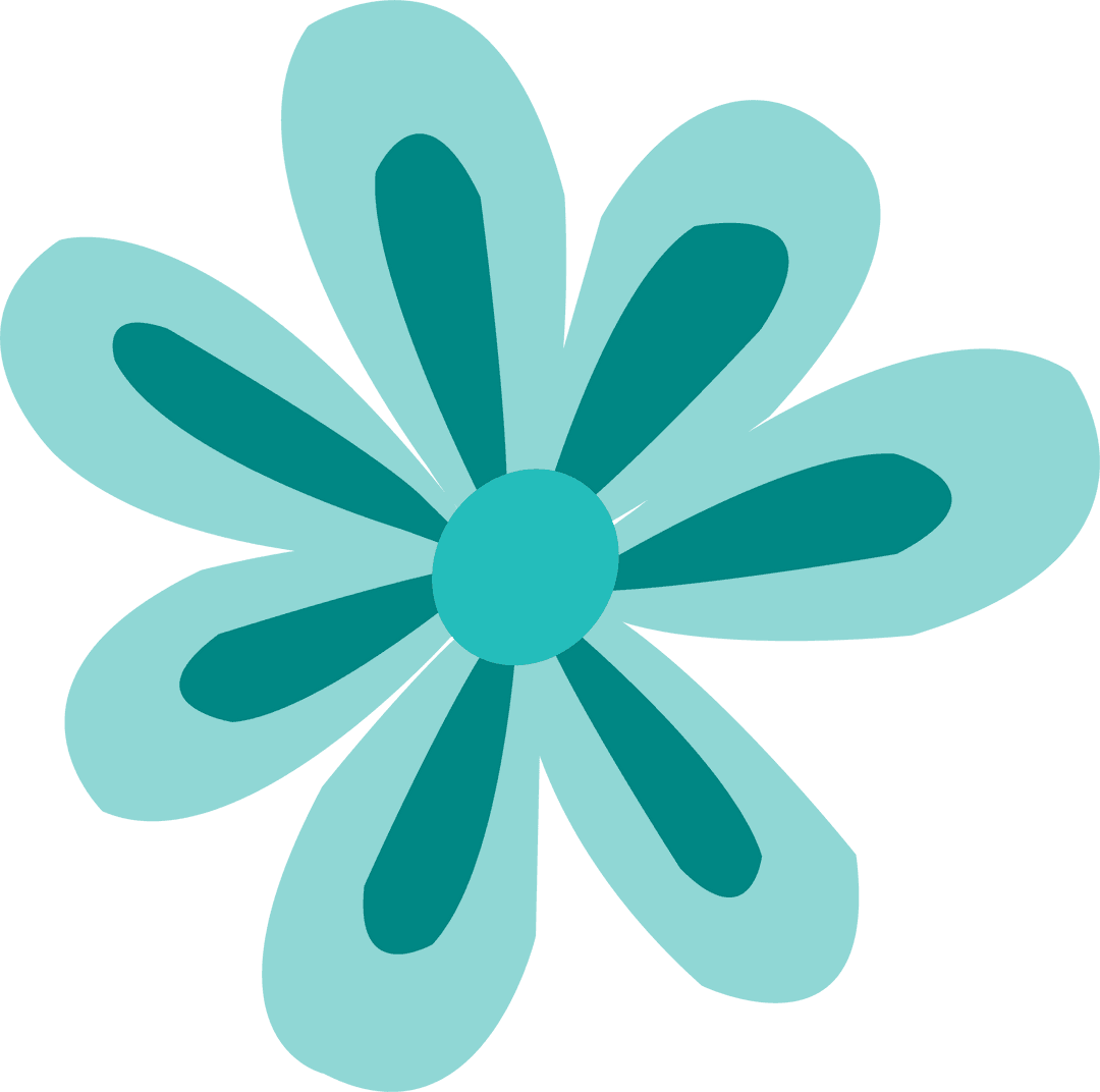 Stylized Eight-Petaled Flower Icon on Transparent Background