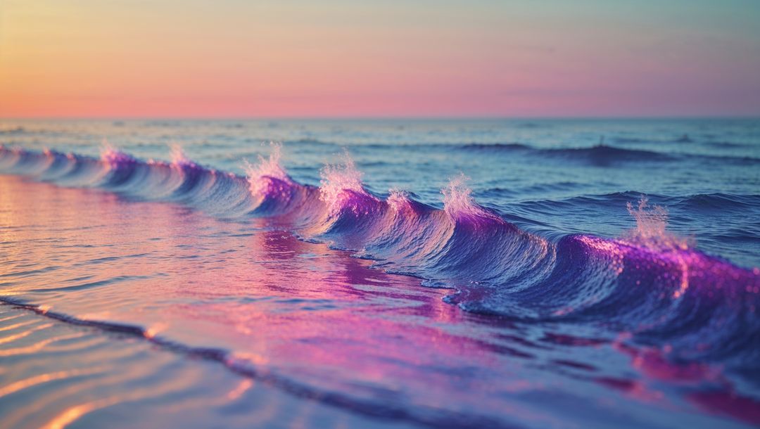 Mesmerizing Sunset Waves Reflecting Vibrant Pastel Skies