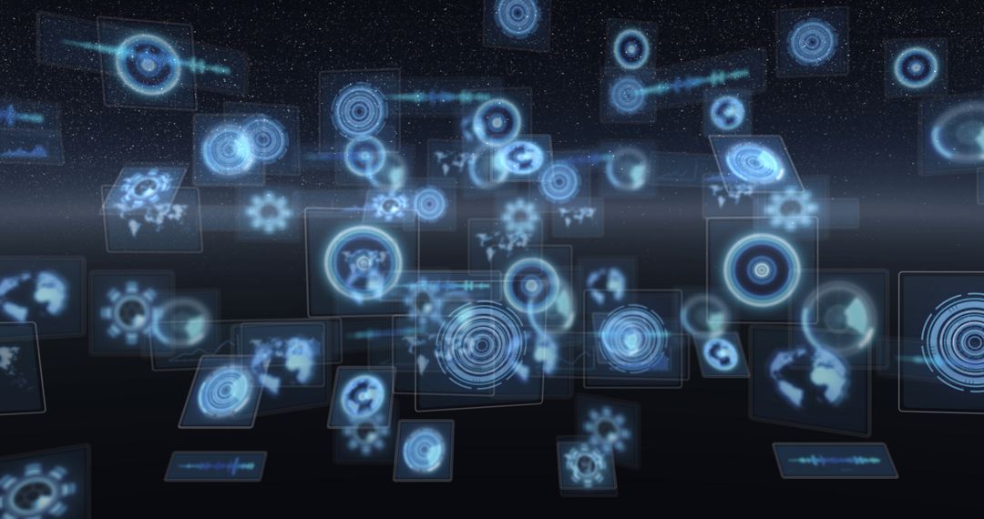 Digital Data Interfaces on Virtual Globe Background