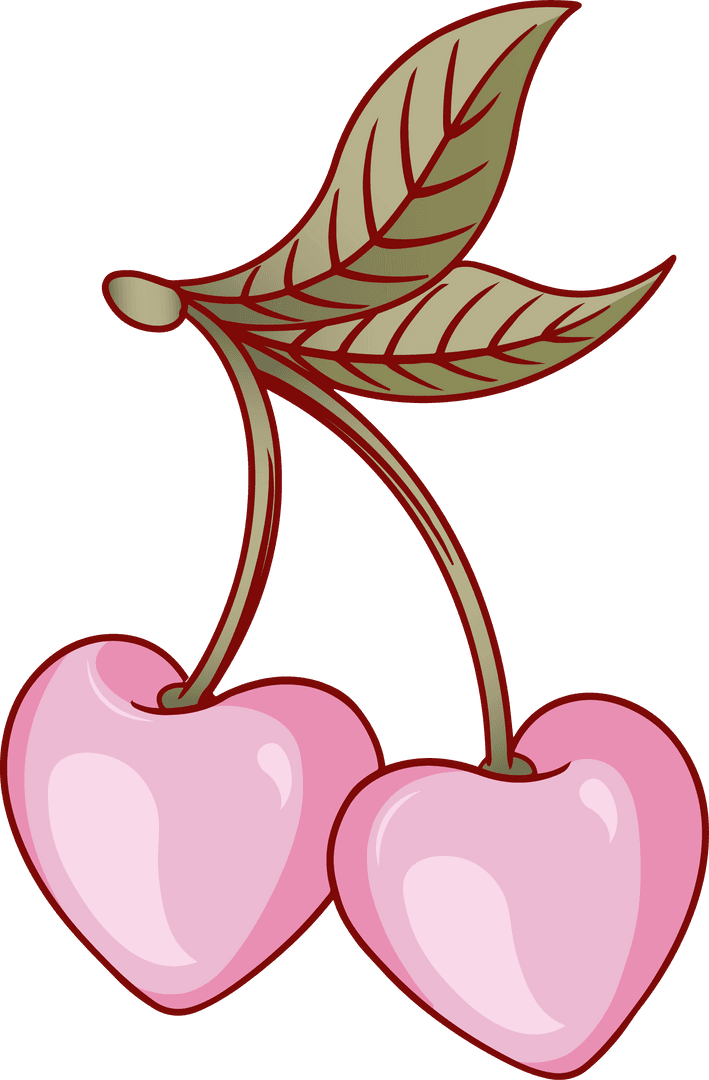 Heart-shaped Cherries on Transparent Background