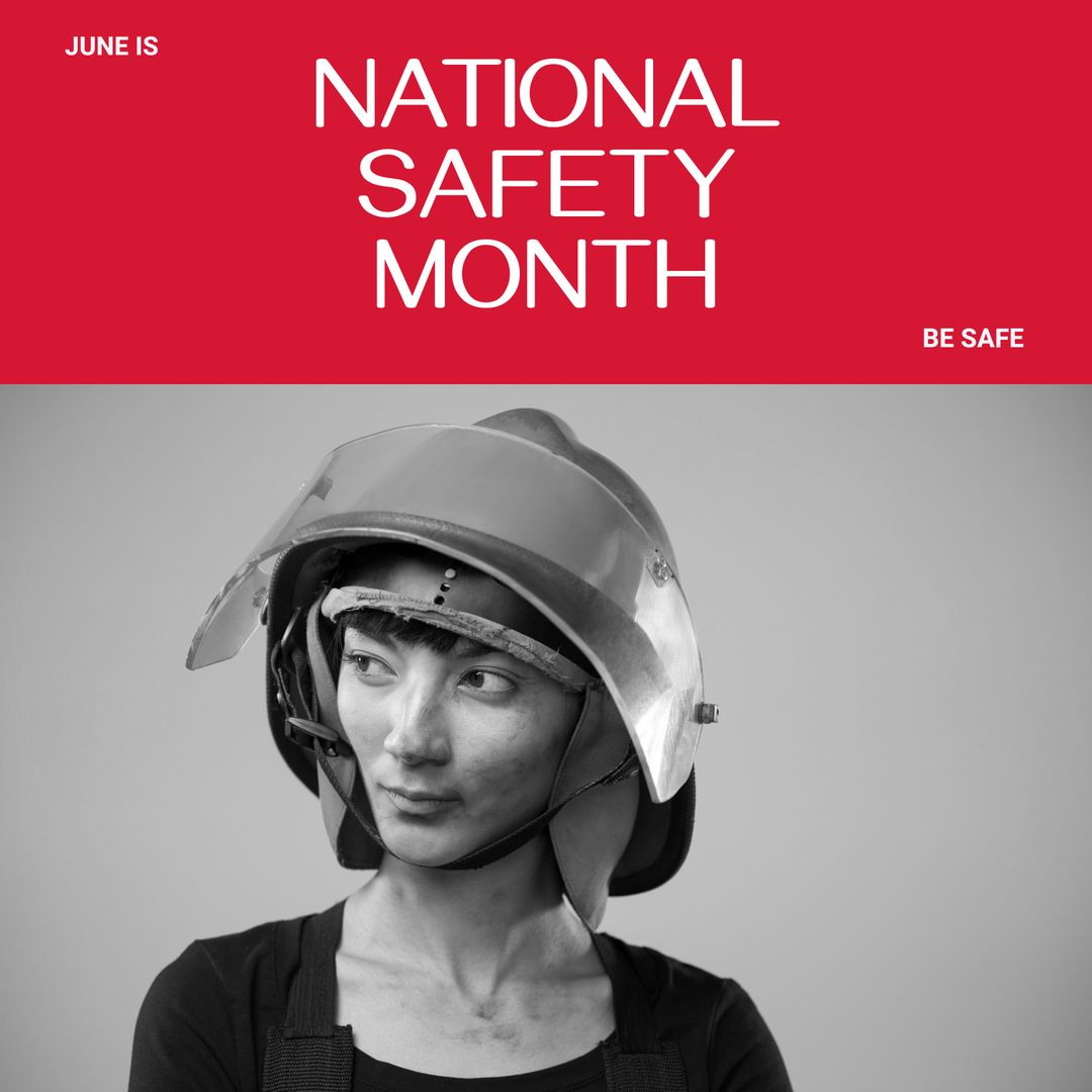 Asian Female Firefighter Promoting National Safety Month - Download Free Stock Templates Pikwizard.com