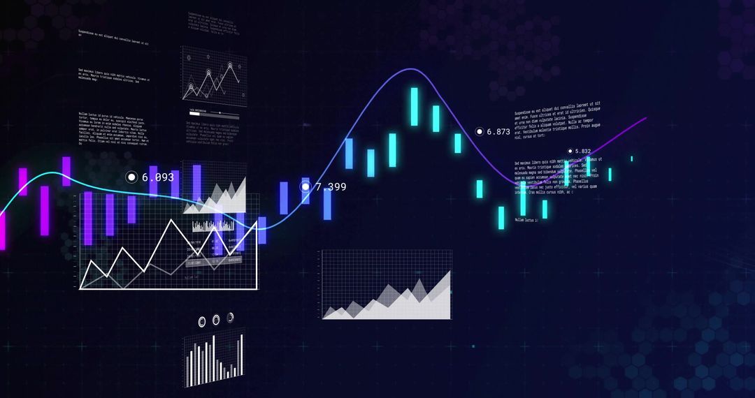 Futuristic Trading and Data Analysis Platform with Trend Visualizations