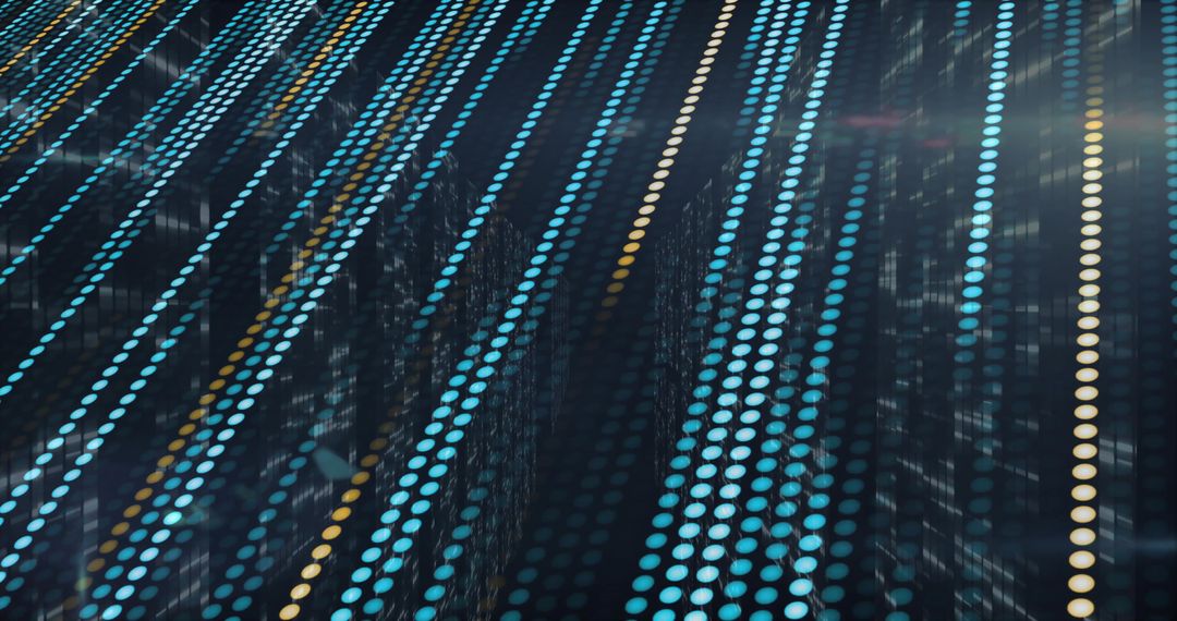 Futuristic Digital Columns with Neon Light Patterns