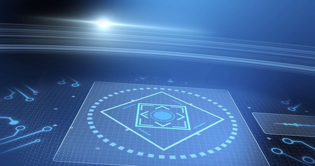 Data Processing and Digital Interface with Blue Background