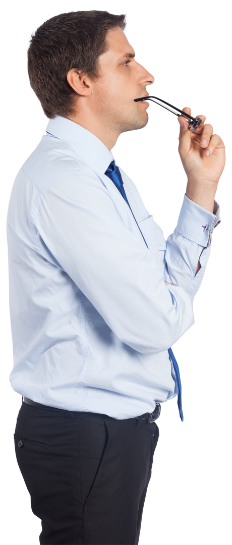 Caucasian businessman holding glasses while pointing on transparent background - Download Free Stock Images Pikwizard.com