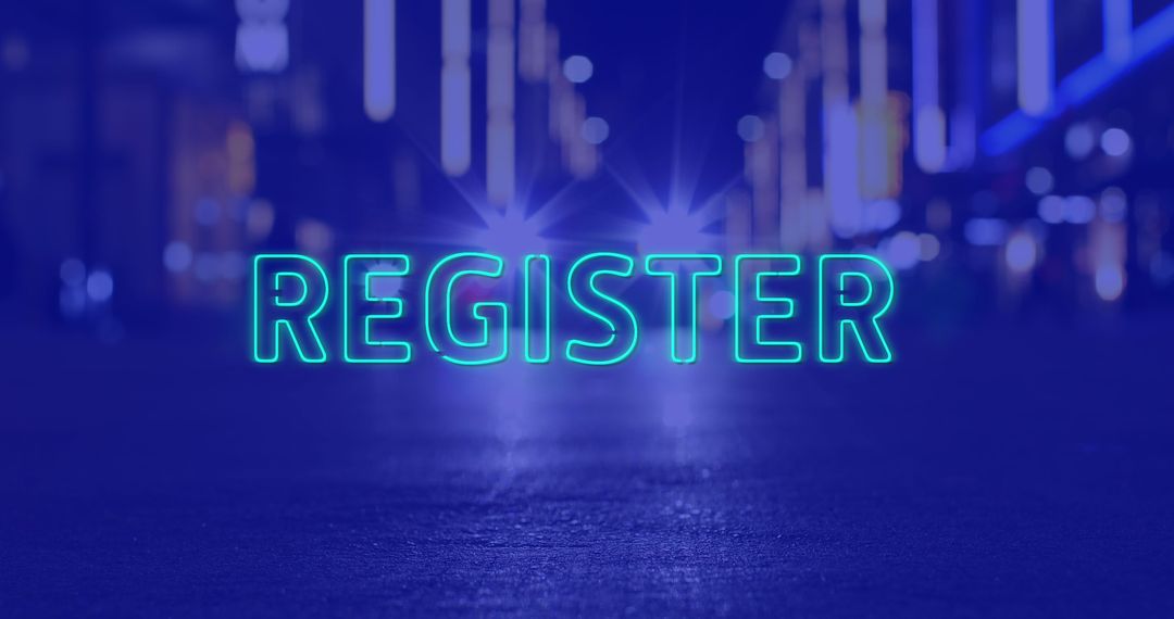 Register Text Over Blue-Colored Road with Digital Aesthetics