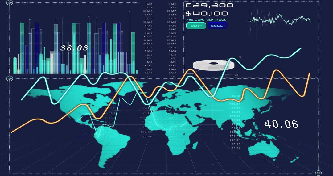 Global Data Visualization with World Map and Business Charts - Free Images, Stock Photos and Pictures on Pikwizard.com