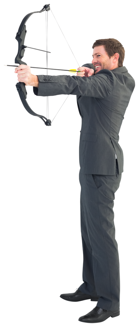 Confident Businessman Shooting Bow and Arrow Transparent Background - Download Free Stock Images Pikwizard.com