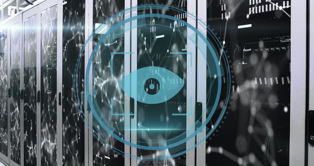 Digital Surveillance Eye Analysing Data on Server's Network