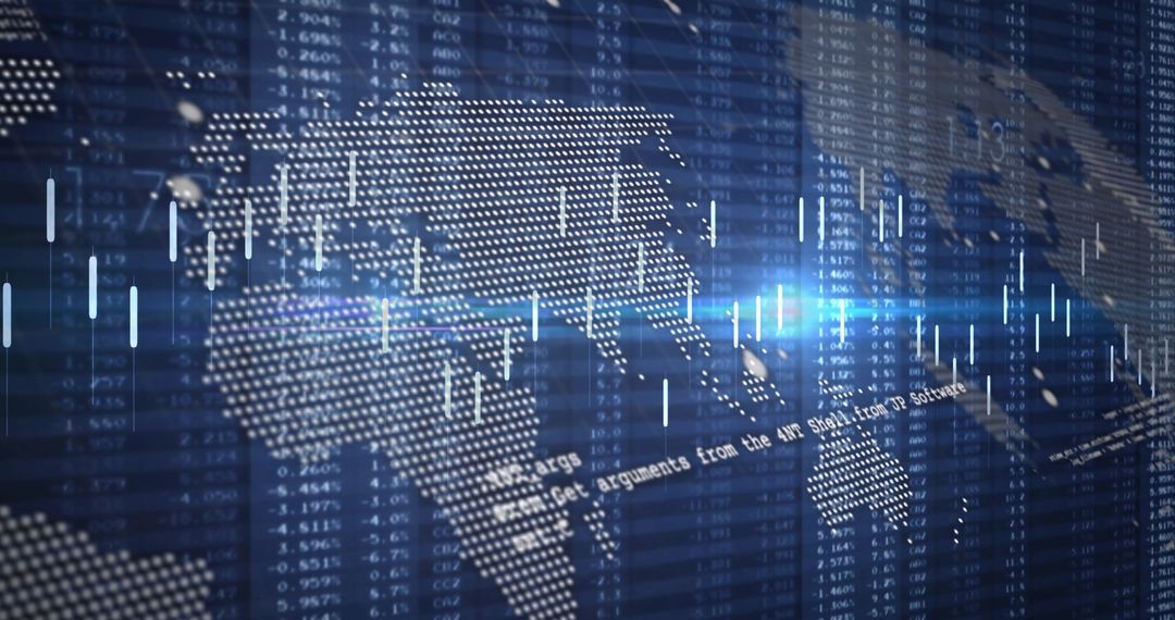 Digital World Map with Financial Data Overlay