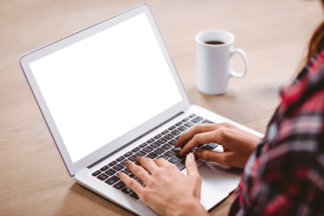 Transparent Laptop Screen Coffee Time Office Desk Setup