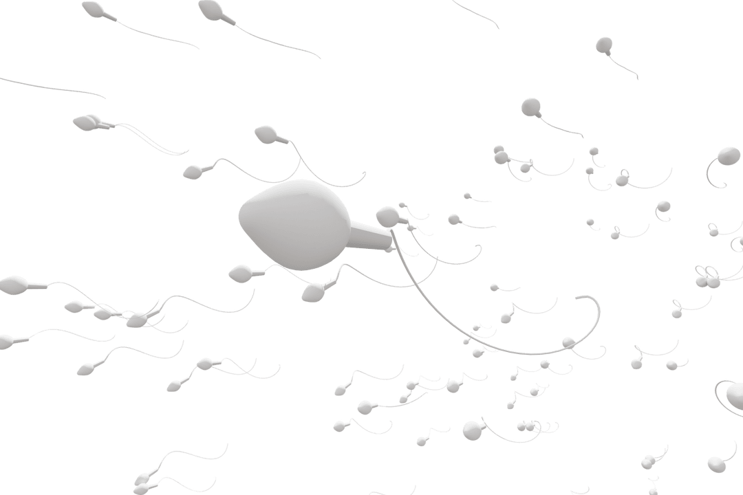 Digital Spermatozoids on Transparent Background for Parenthood Concepts