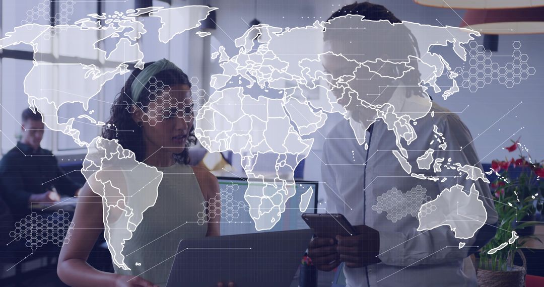 Diverse Professionals Collaborating in Modern Tech Office