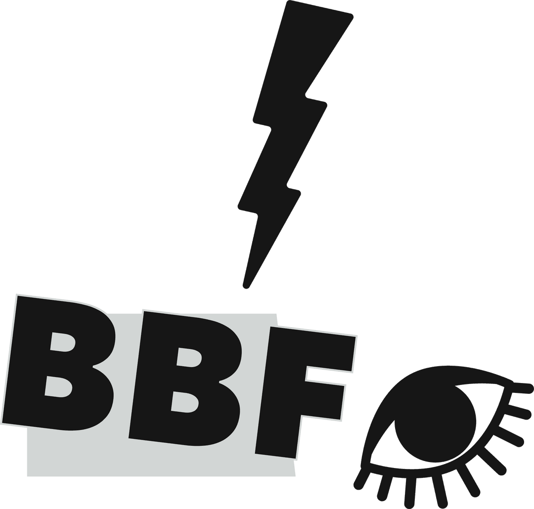 Modern BBF Alphabet Design with Lightning and Eye on Transparent Layer