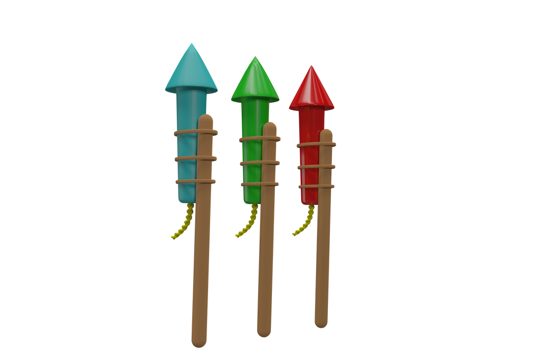 Three Different Colored Transparent Firework Rockets - Download Free Stock Images Pikwizard.com