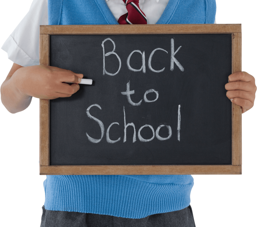 Transparent Schoolboy Holding Back to School Chalkboard