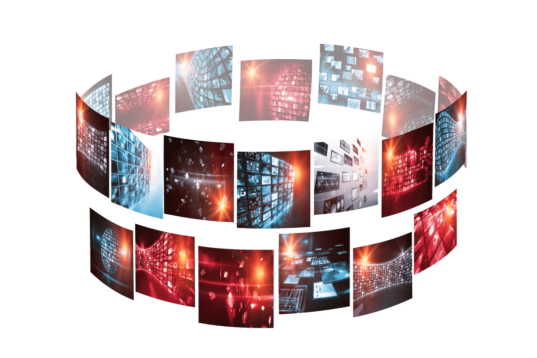 Transparent Ring of Digital Screens in Dynamic Motion