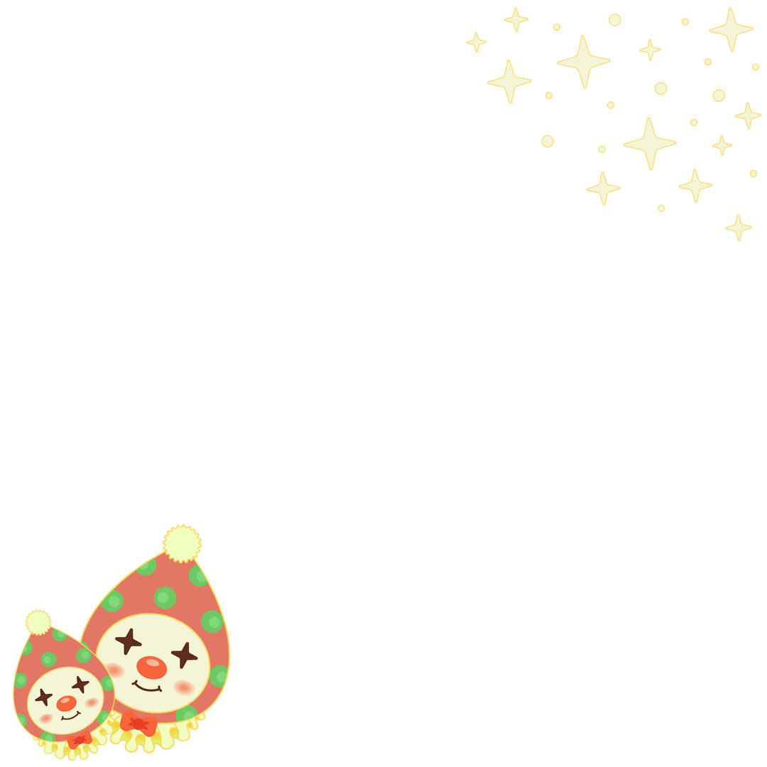 Transparent Clown Pair with Star Sparkles Celebration