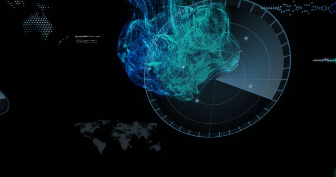 Futuristic Digital Mesh with High-Tech Radar Display