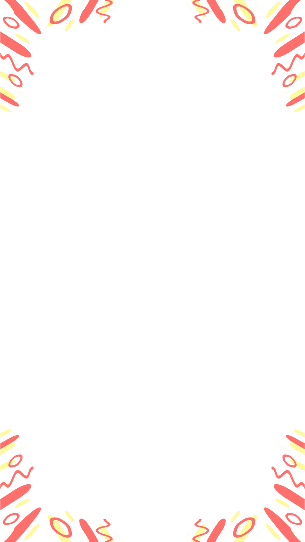 Colorful Abstract Doodle Frame on Transparent Background