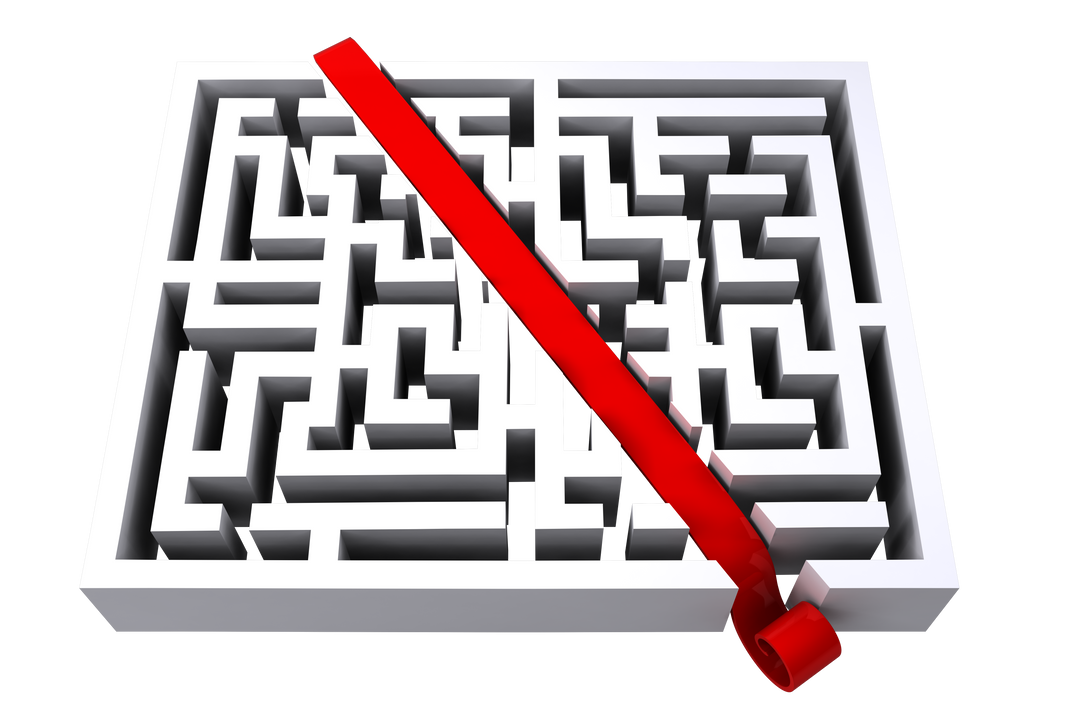 White Maze with Red Pathway on Transparent Background - Download Free Stock Images Pikwizard.com