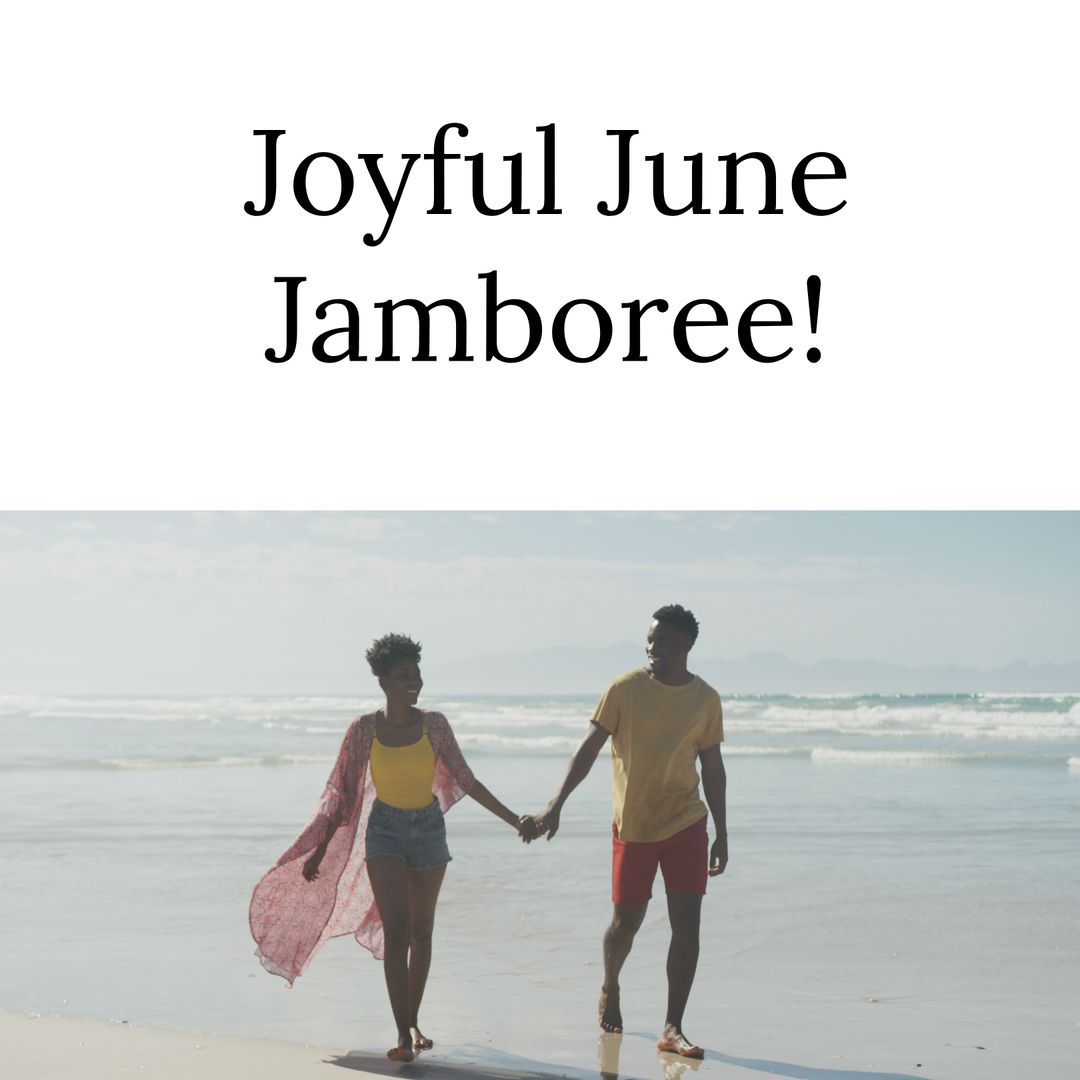 African American Couple Enjoying Seaside Walk in Joyful June Jamboree Theme