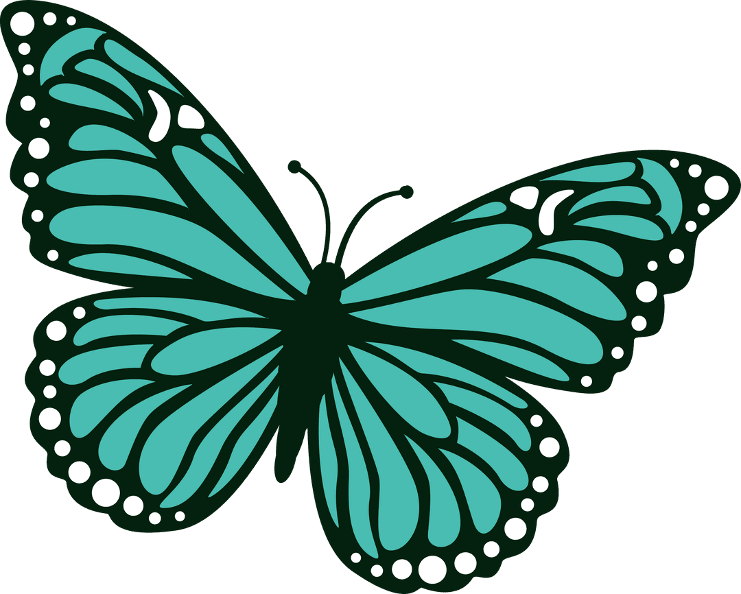 Vibrant Turquoise Butterfly with Transparent Background