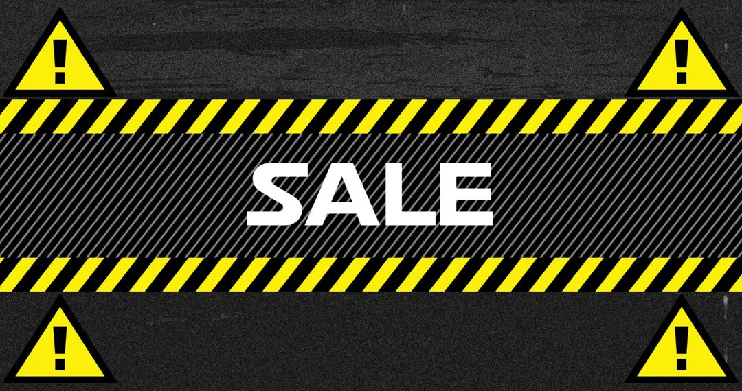 Sale Alert with Warning Stripes and Exclamation Marks