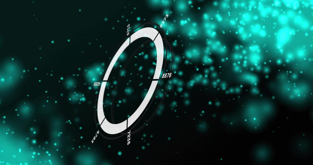Futuristic 3D Gauge with Digital Interface and Turquoise Glowing Elements