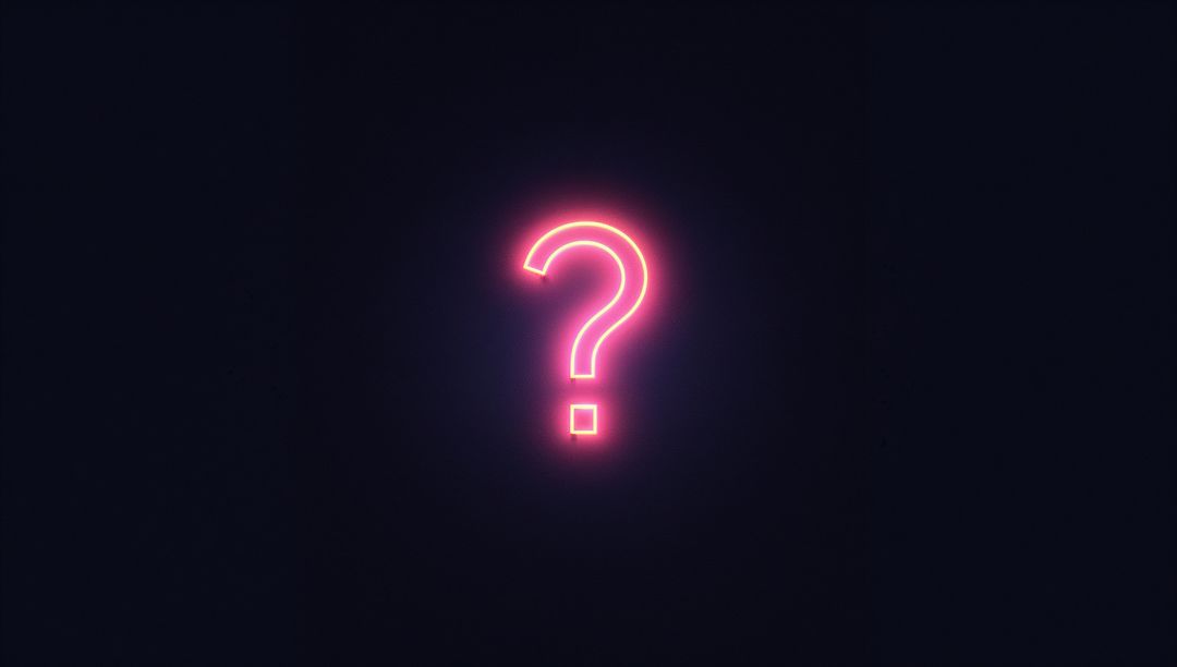 Neon Question Mark Sign on Dark Background
