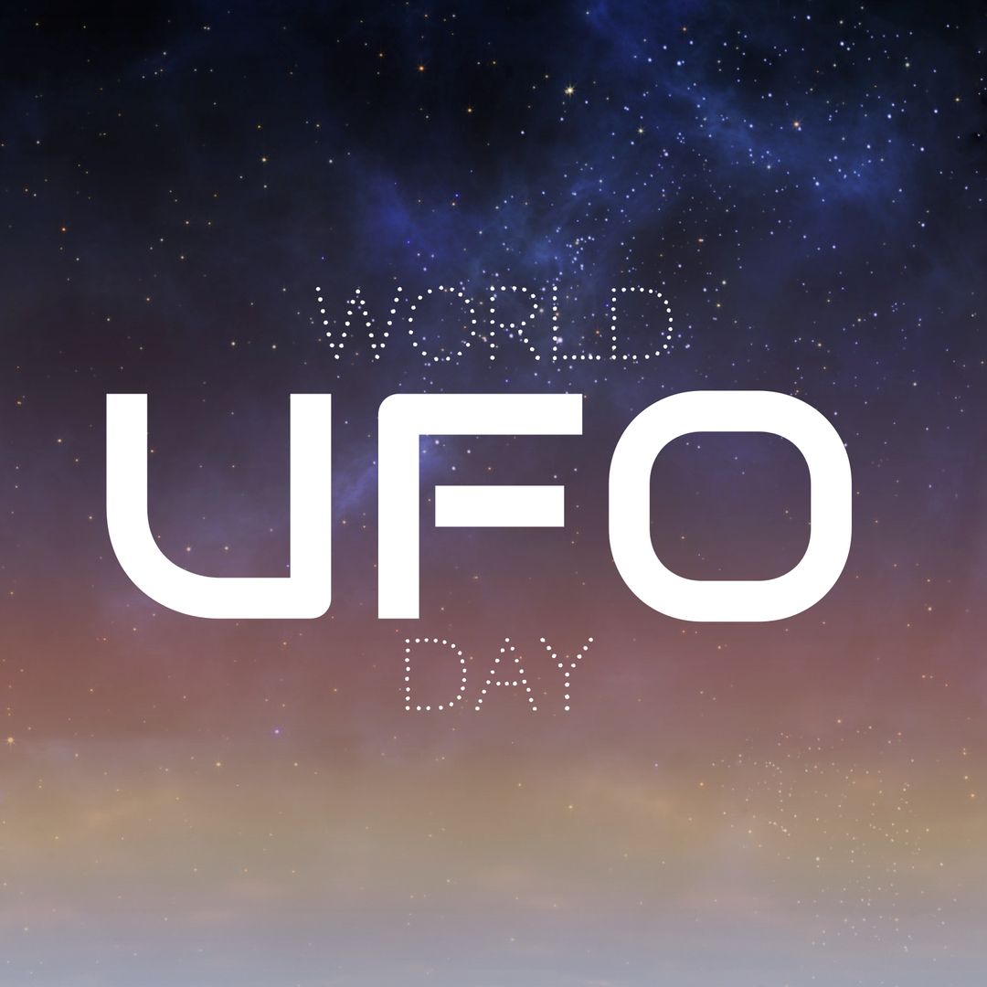 World UFO Day Awareness Cosmic Background Banner