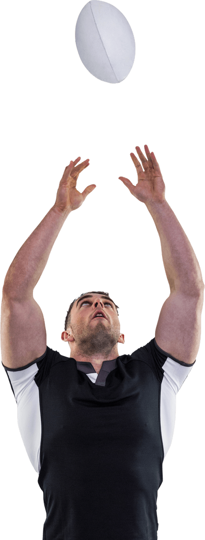 Transparent Image of Rugby Player Catching Ball in Action