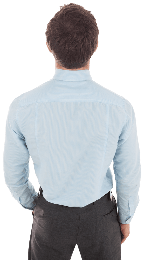 Transparent Back View Businessman Hand in Pocket Facing Away