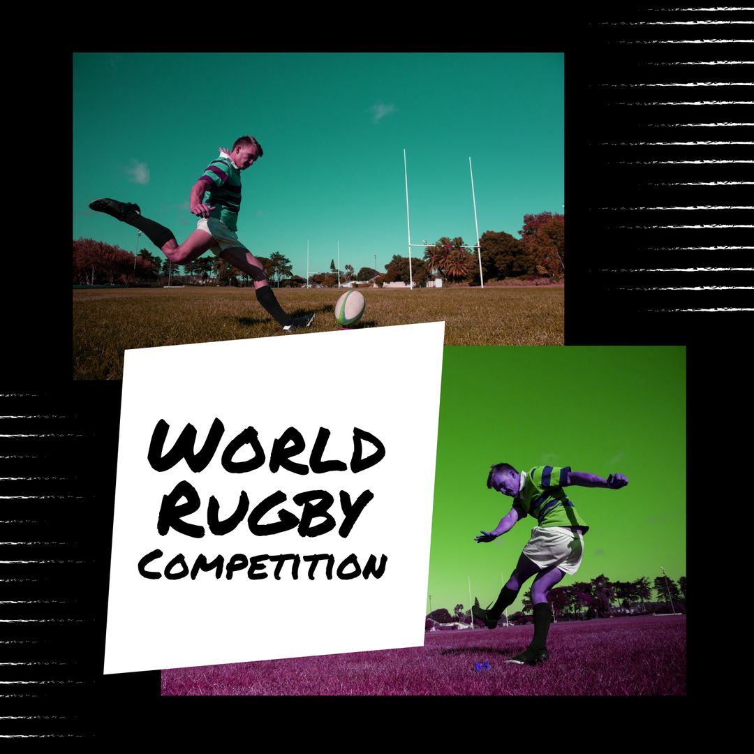 Rugby Players Kicking Ball in World Rugby Competition Outdoor - Download Free Stock Templates Pikwizard.com