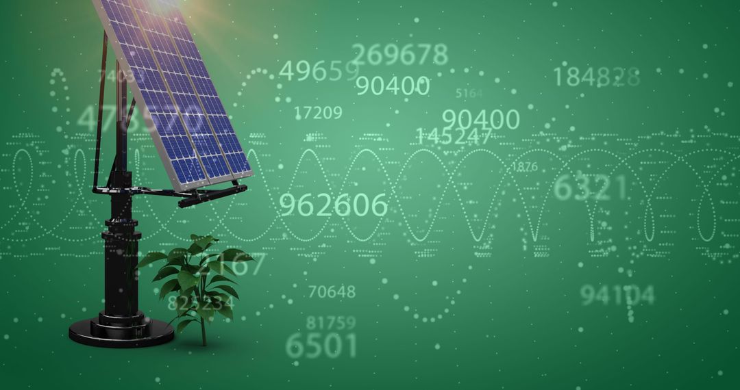 Solar Panel with Financial Data on Green Background