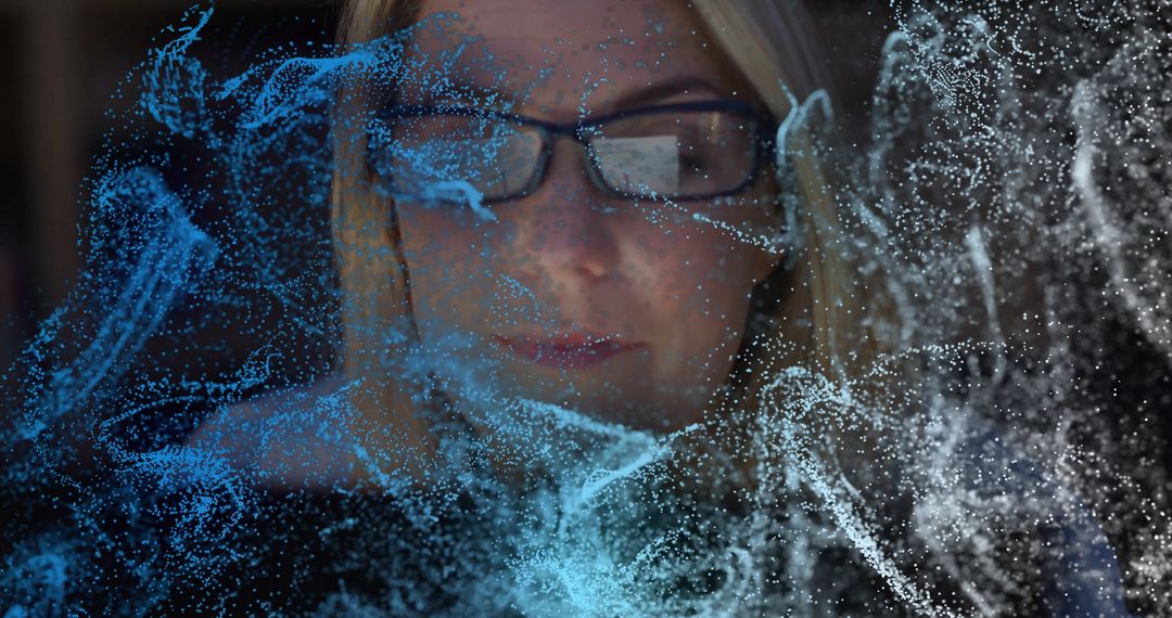 Scientist Analyzing Holographic Data in Innovative Lab Environment