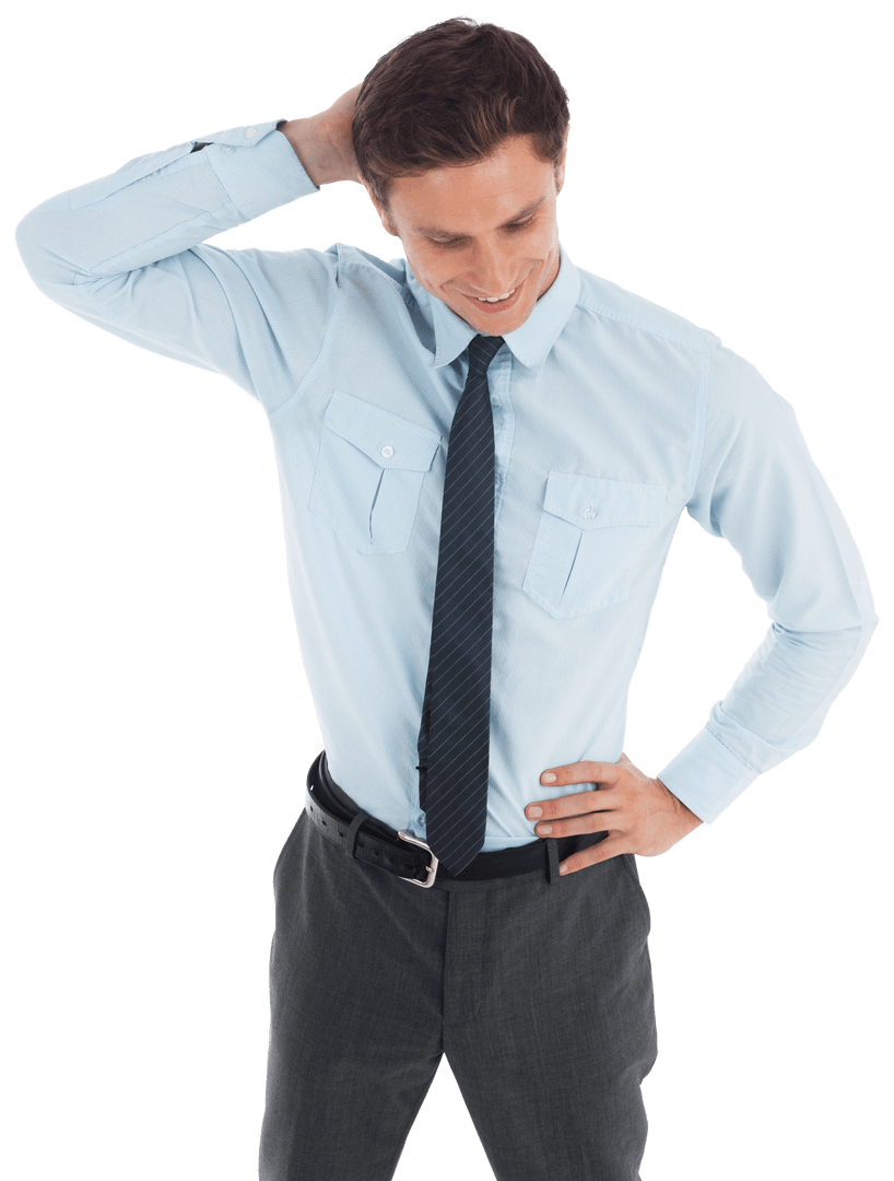 Young Businessman Gesturing on Transparent Background
